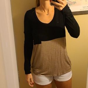 Sz M Anthropologie Bordeaux black and tan top